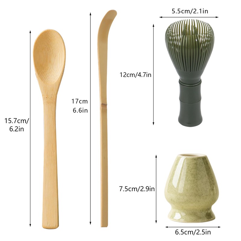 Set of 4 Matcha Tea Set Matcha Whisk and Spoon,