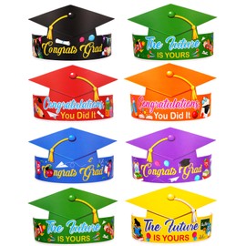 HOWAF 35 PCS Preschool Kindergarten Graduation Party Hats, Congrats Grad Party paper Crowns Caps for Photo Props Supplies