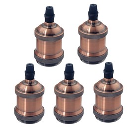 REXTiN 5pcs E26 Vintage Lamp Socket Pendant Bulb Socket E26 E27 Vintage Bulb Holders Ceramic for DIY Lighting Bulbs Industrial Decorative (Red Bronze 5pcs)