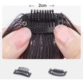 Clip In Human Hair Synthetic Thin Air Fringe (Light Brown - Auburn With Sides)