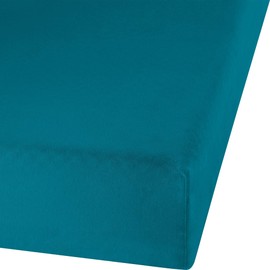 Erwin Müller Fitted Sheet Flannelette Garmisch Fitted Sheet - Cuddly Soft, Temperature Regulating, for Winter, with All-Round Elastic - Petrol Size 140 x 200 cm - 160 x 200 cm
