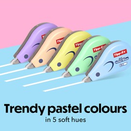 TIPP-Ex Mini Pocket Mouse Correction Tapes Pastel (6 m x 5 mm) - 5 Pastel and 1 Clear Dispenser Colours, Pack of 6