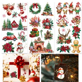 INFUNLY 3 Sheet Christmas Theme Rub on Transfers for Crafts Furniture 6x12" Santa Claus Elk Rub on Transfer Stickers Snowman Furniture Rub on Transfer Decals Waterproof Window Stickers for Home Decor