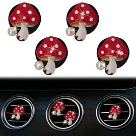 4Pcs Red Mushroom Car Accessories Mushroom Car Air Freshener Vent Clips,4 Sizes Cute Car Mushroom Car Clips,Girly Women Car Accessories,Refillable Car Diffuser Air Fresheners Accessories