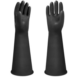 Heavy Duty Rubber Gloves Long Rubber Gloves Drain PPE Safety Gloves Waterproof Work Gloves, Resist Strong Acid, Alkali and Oil, Non-Slip, 1 Pair (16" (Pack of 1))