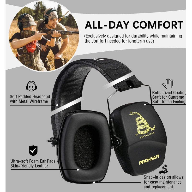 PROHEAR 016 Ear Protection Safety Earmuffs for Shooting, NRR 26dB