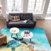 Ocean Indoor Area Rug, Beach Waves Turtle Shell Conch Soft