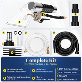 Better Extractor Hose Kit Compatible with Shop Vac Extractor Kit, Includes 11FT Vacuum Hose, 26FT Water Pipe & Adapter, Converts Vacuum to Cleaner for Auto Detailing & Home Cleaning