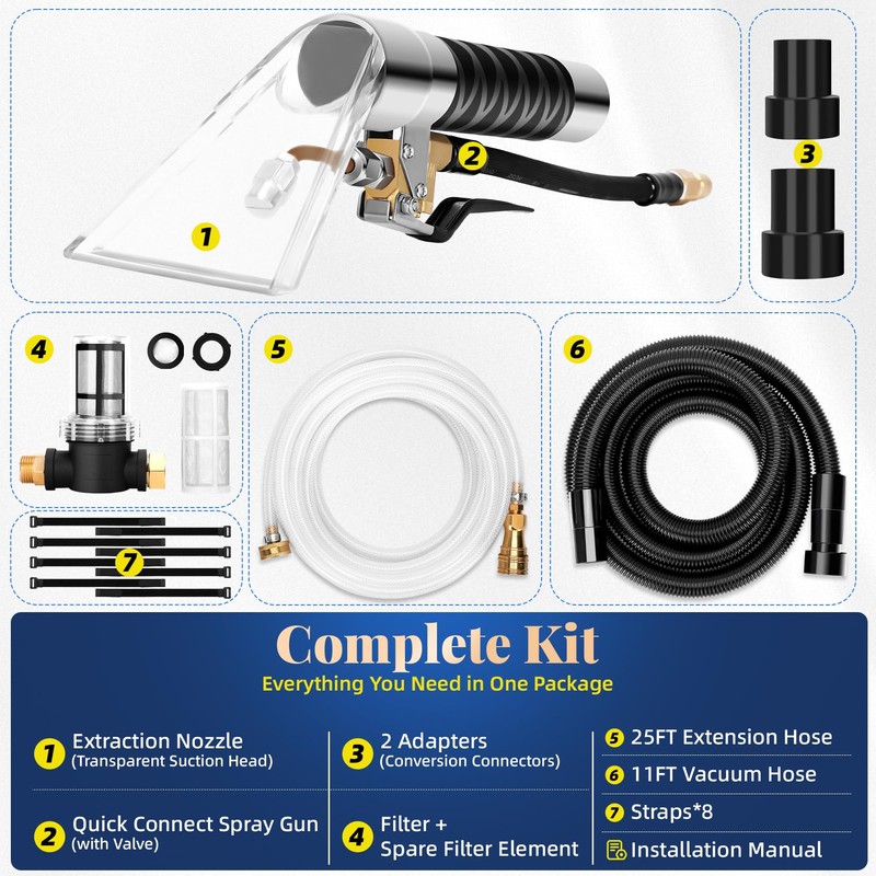 Better Extractor Hose Kit Compatible with Shop Vac Extractor Kit,
