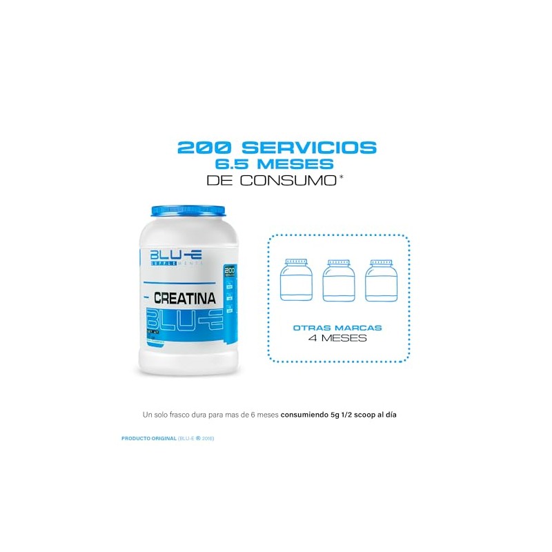 Blu-e Creatina Monohidratada 1k 200 Servicios Sabor Natural