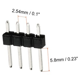 Unifizz 50 Pcs 2.54mm Pitch Straight Single Row Male Pin Header 4 Pin Copper Connector Strip for PCB Board Prototyping