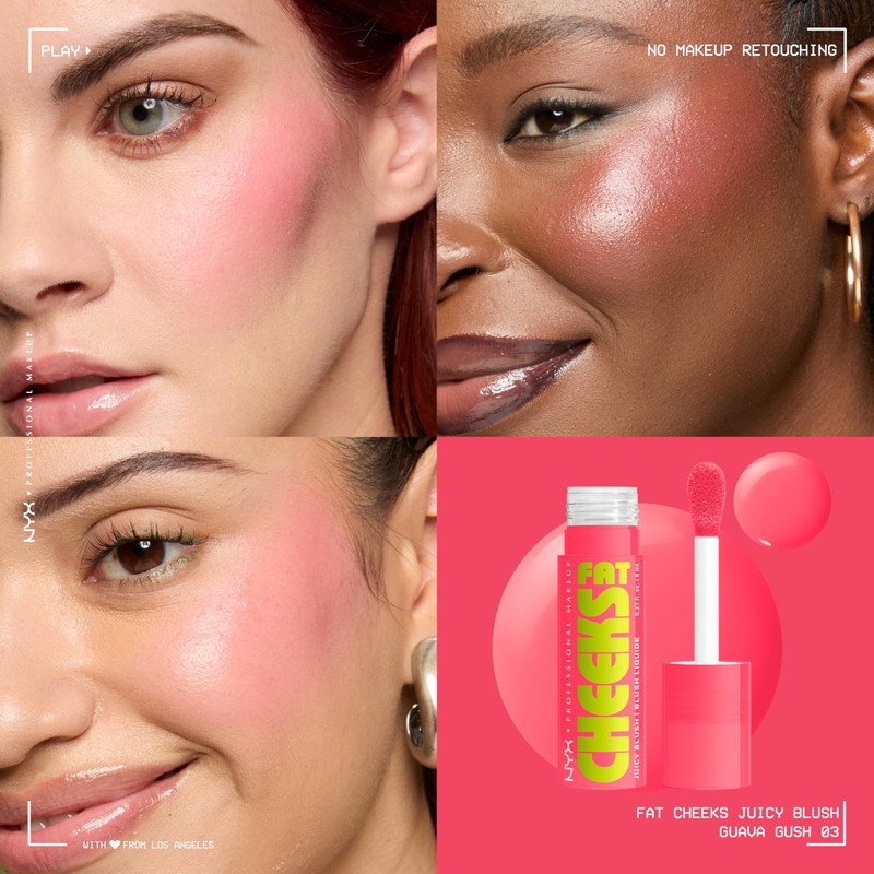NYX Professional Makeup Fat Cheeks Juicy Blush, Blush Liquido Idratante,