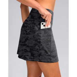 G Gradual Women's Golf Skirts Skort 4 Side Pockets High Waisted Stretchy Tennis Skirt with Short Athletic Casual (Grey Camo, L)