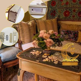 Ramadan Decoration, Ramadan Gifts, Pack of 3 Ramadan Decoration Lightning Wooden Eid Mubarak Decoration, Castle, with Moon Motif, Ramadan Decoration