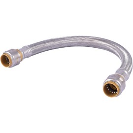 SharkBite Max 3/4 Inch x 3/4 Inch x 18 In. Braided Flexible Repair Coupling Hose, Push-to-Connect Brass Plumbing Fitting, UR3016FX18