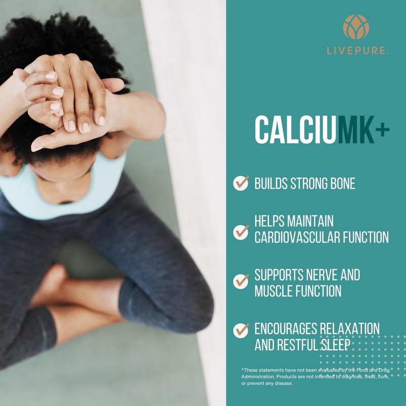 LivePURE CalciuMK+ Capsules | 90ct | Supports Bone Health, Collagen