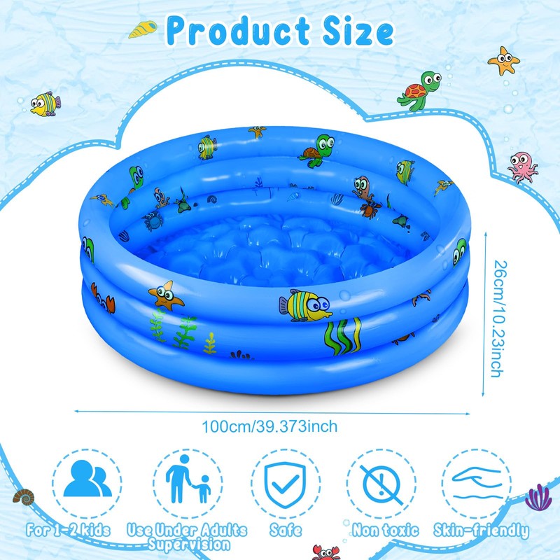 Paddling Pool Diameter 100 cm, Paddling Pool, Inflatable Pool Children,