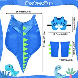 TTDCQQID Dinosaur Costume Children, Dragon Costume Children, Dino Costume, Dinosaur Cape Costume, Dinosaur Cape with Hat, Cosplay Costume Dinosaur Cape with Dino Mask and Sleeves (Dark Blue)