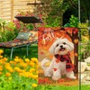 Hello Fall Garden Flag 12x18 Double Sided, Maltese-Dog Garden Flag