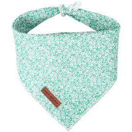 Unique style paws Summer Dog Scarf Triangle Neck Triangles for Boys Girls Green Dogs High Quality White Flower Durable Fabric Dog Bandanas for Small Medium Large Dogs and Cats S