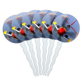 Set of 6 Cupcake Picks Toppers Decoration Guns Weapons Military - World War 2 II Fighter Plane Aircraft