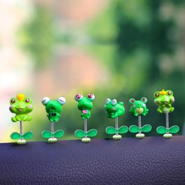 ZOSTLAND Distinctive Car Dashboard Decorations, Cartoon Car Ornaments for Dashboard,Funny Desk Ornament,Adorable Frog Car Decorations for SUV Car,Living Room, Bedroom, Desk,(6pcs Frog)