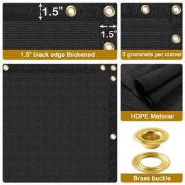 Coonoble Fence Privacy Screen Outdoor 8' x 25' Black Heavy Duty Mesh Shade Net Cover with Grommets, Privacy Screens Fencing for Patio Backyard Garden