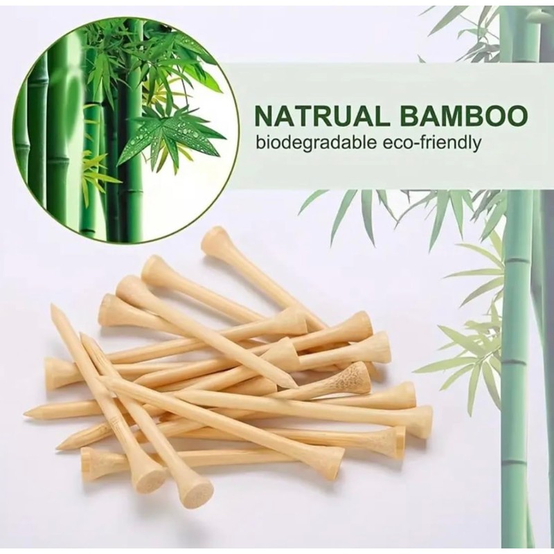 30 Pcs Bamboo Golf Tees 7cm, Bamboo Driver Tees, Golf