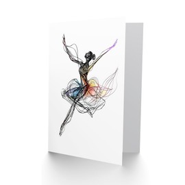 Artery8 Greeting Card Abstract Pen and Ink Line Art Ballerina Dance For Her Woman Birthday Card