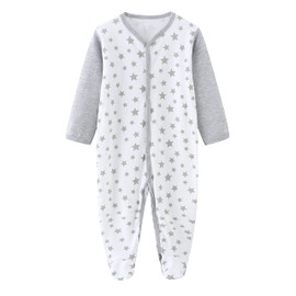 MAMIMAKA Unisex Baby Cotton Pajamas Newborn Baby Clothes Footed Bodysuit Sleep and Play Boys and Girls (COLOR4, 3-6 Months)