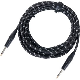 Pronomic Stage INST-6T Instrument Cable (6m jack cable, textile jacket, Professional guitar / instrument cable, connector: 6.3mm -> 6.3mm jack, acid and oil resistant, chuck type strain relief)