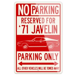 AMC AMX Javelin Coupe 1971 Reserved Parking Only Aluminum Sign - 12 by 18 inches (1, Large) - Great American Classic Car Gift