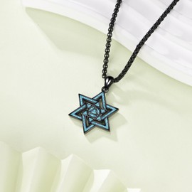 HKPATOP Star Of David Necklace 925 Sterling Silver Turquoise AA Sobriety Necklace Jewish Jewelry Gifts For Men Women