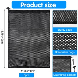 Dplolng Pond Pump Filter Bag, 3 Pack Black Polyester Mesh Media Bag, 11.8x15.7inch/30x40cm Large Pump Cover for Outdoor Water Ponds, Garden, Swimming Pool, Aquarium