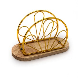 Hosoncovy Napkin Holder for Table Worktops, Metal Napkin Holder for Kitchen, Cocktail Napkin Dispenser, Tissue Stand Napkin Organiser, Paper Tissue Dispenser (Gold, B)