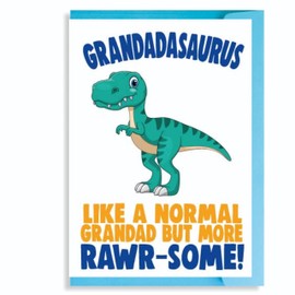 Cheeky Chops Dinosaur Father's Day Card - Grandad Birthday Grandadasaurus F144, Full colour, 5 x 7