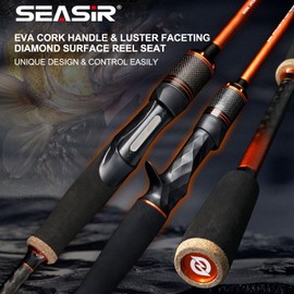 SEASIR CastX Fishing Rod, Ultra-Light Spinning Rod Bait Finesse Casting Rod, 2 Piece Baitcaster Rod, 40T Carbon Fiber, EVA Cork Handle, Zirconia Ring, Portable Travel Rod for Saltwater Freshwater