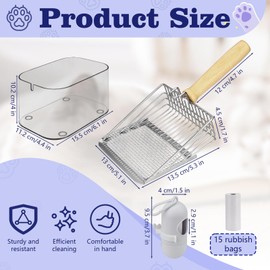 Quxddy Cat Litter Scoop with Litter Scoop, Stainless Steel Litter Scoop Cat Poop Scooper Metal Cat Litter Scoop, Large Scoop Shovel Cat Scooper for Litter Box (Silver)