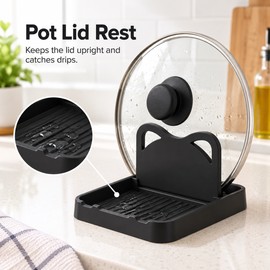 Pot Lid & Spoon Holder for Kitchen Counter – Multifunctional Stand for Lids, Spatulas & Cooking Utensil Storage