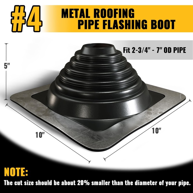 VIVIDA #4 Silicone Metal Roof Pipe Boot, High Temp Flexible