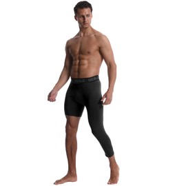 OEBLD Single Leg 3/4 Compression Tights, Unisex Sports Compression Pants, One Leg Basketball Leg Sleeves Athletic Workout Leggings Tights, Light and Strenchable