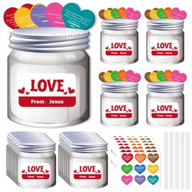Eaasty 24 Sets Jesus Loves You Cards Religious Easter Craft Kits Christian Heart Love Jar Paper Craft Bible Gift for Classroom Sunday School Church Party Supplies