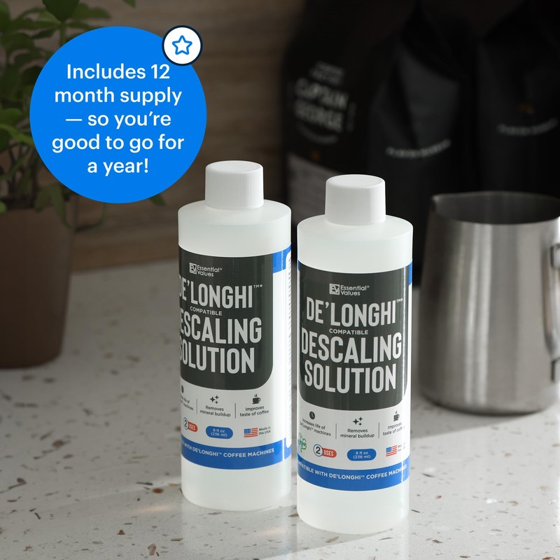 Essential Values Descaling Solution Compatible with De Longhi - Coffee