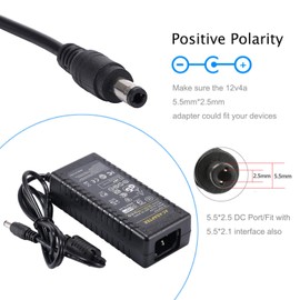 COOLM 12V 4A Power Supply Adapter Transformer AC 100-240V to DC 12V 4Amp 48W Adapter 5.5x2.5mm Jack for CCTV Camera LED Strip Light