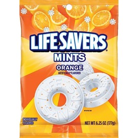 Orange Mint Life Savers - Pack of 4 - Individually Wrapped for Freshness - Perfect for Snacking on the Go - Great for the Whole Family