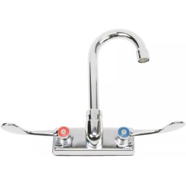 Commercial Stainless Steel 4" Center Wall-Mount Gooseneck Faucet for Hand Sink w