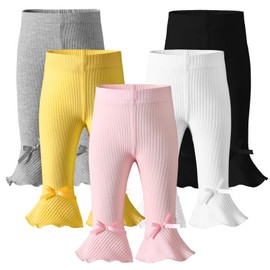 Dalukit Baby Girl Pants Leggings Newborn Pants Girl Toddler Girl Pants Leggings Infant Pants Baby Girls Bell Bottoms 5 Packs