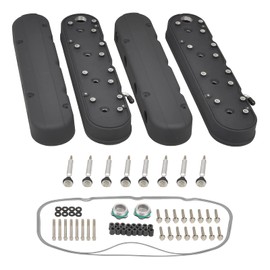 TBAPFS Cast Aluminum Valve Covers with Coil Mounts Compatible with LS Chevy Small Block SB V8 293 325 376 427 - Black