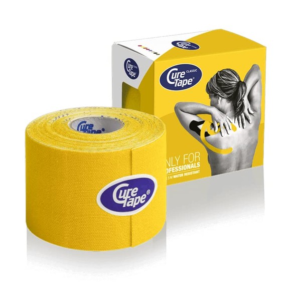 CureTape® Classic Yellow Waterproof Kinesiology Tape | The Best Adhesion K-Tape | Medical Kinesiology Sports Tape | Waterproof Muscle Tape | for Increased Athletic Performance & Faster Recovery