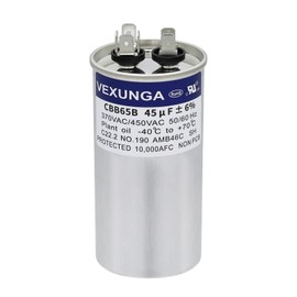 VEXUNGA 45uF 45 MFD 370VAC 440VAC 450VAC 50/60Hz CBB65 CBB65B Run Start Capacitor for AC Unit Fan Motor Start or Pool Pump or Air Condenser Straight Cool